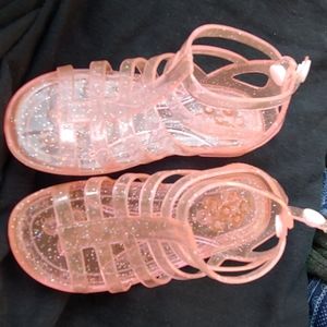 girls 7/8 M pink jelly sandals